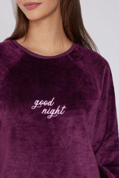 GRAPE RIC GOOD NIGHT Good Night Embroidery Long Fleece Pyjamas, 5701_973Y, large image number 3
