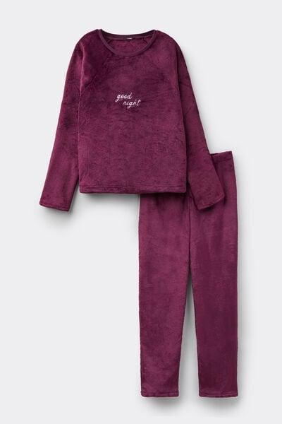 GRAPE RIC GOOD NIGHT Good Night Embroidery Long Fleece Pyjamas, 5701_973Y, large image number 4