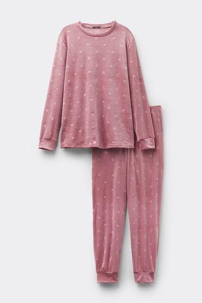 Pink Polka-Dot Microfleece Pyjama Set, 5701_938Y, large image number 2