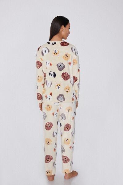 Brown Dog-Print Microfleece Pyjama Set, 5701_950Y, large image number 1