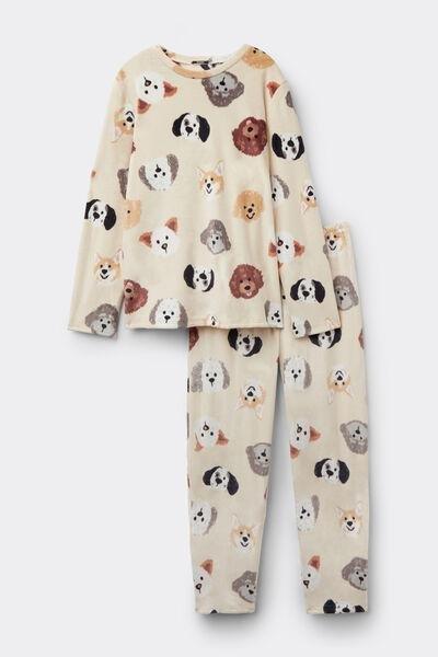 Brown Dog-Print Microfleece Pyjama Set, 5701_950Y, large image number 3