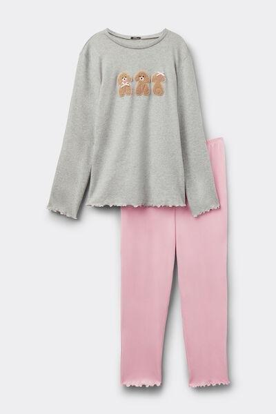 Grey Dog Patch Cotton Pyjama Set, 5701_969Y, large image number 4