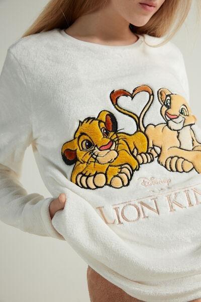 MILK WHITE NALA&SIMBA HEART PRINT Disney Lion King Long Fleece Pyjamas, , large image number 3