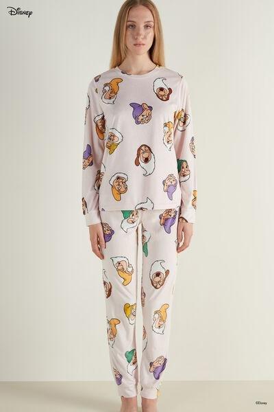 Pink Dwarf Print Disney Snow White Long Microfleece Pyjamas, , large image number 1