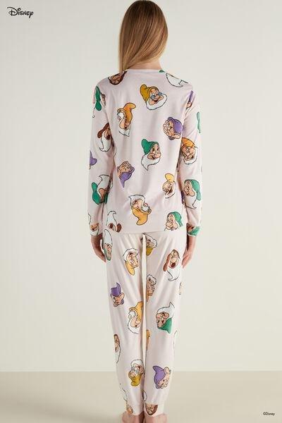 Pink Dwarf Print Disney Snow White Long Microfleece Pyjamas, , large image number 2