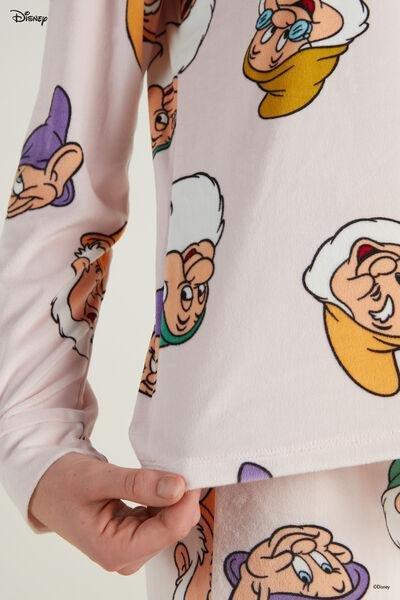 Pink Dwarf Print Disney Snow White Long Microfleece Pyjamas, , large image number 3