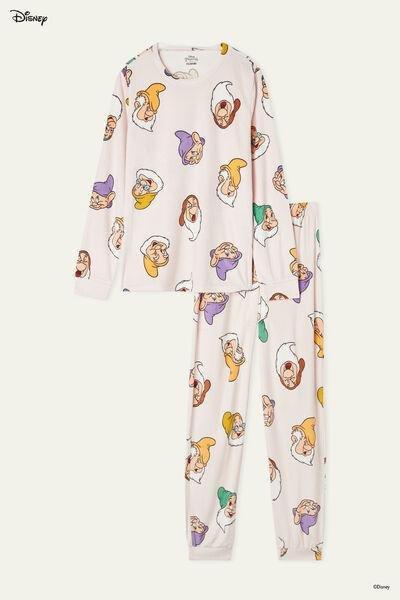 Pink Dwarf Print Disney Snow White Long Microfleece Pyjamas, , large image number 4