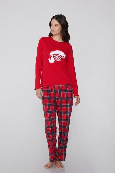 Red Family Gang Patch Heavy Cotton Pyjama Set, 5701_971Y, large image number 0