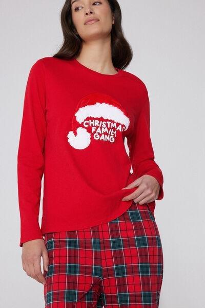 Red Family Gang Patch Heavy Cotton Pyjama Set, 5701_971Y, large image number 2