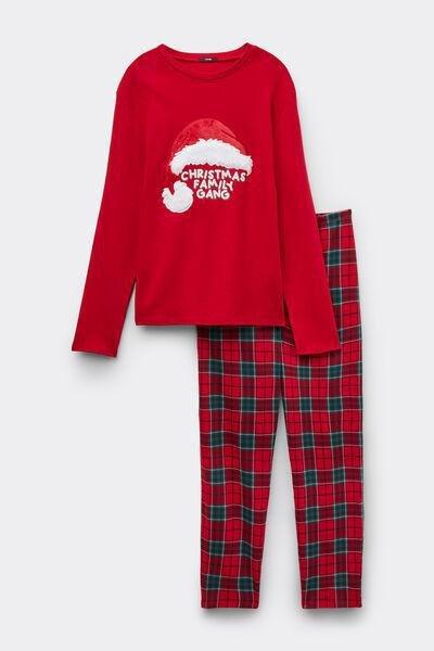 Red Family Gang Patch Heavy Cotton Pyjama Set, 5701_971Y, large image number 3