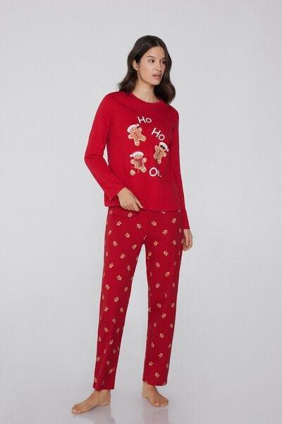 Red Gingerbread Patch Heavy Cotton Pyjama Set, 5701_972Y, large image number 0