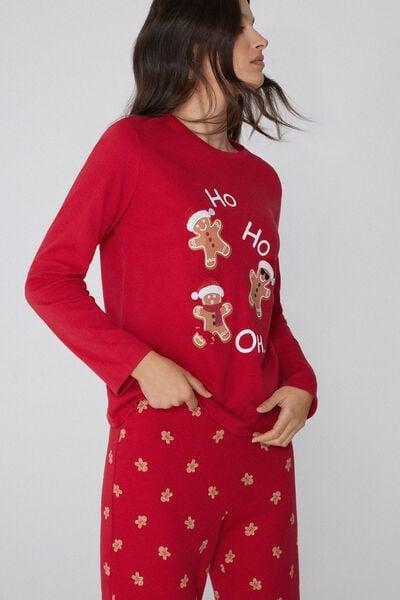 Red Gingerbread Patch Heavy Cotton Pyjama Set, 5701_972Y, large image number 2