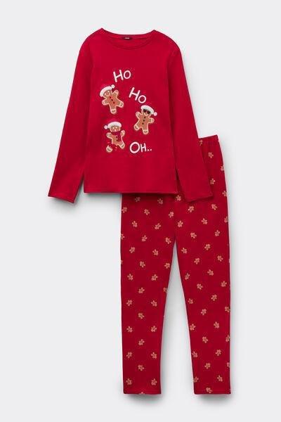 Red Gingerbread Patch Heavy Cotton Pyjama Set, 5701_972Y, large image number 3