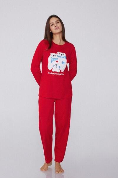 Red North Pole Patch Heavy Cotton Pyjama Set, 5701_975Y, large image number 0