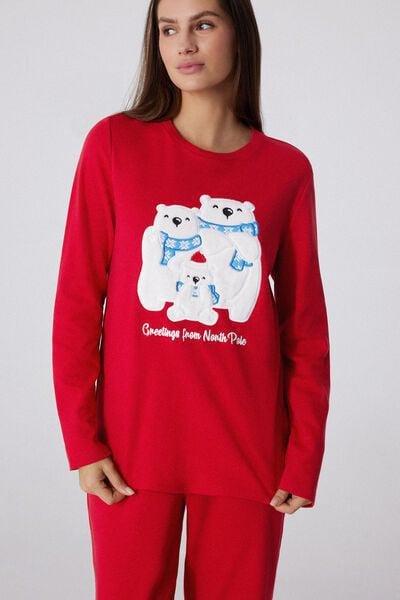 Red North Pole Patch Heavy Cotton Pyjama Set, 5701_975Y, medium