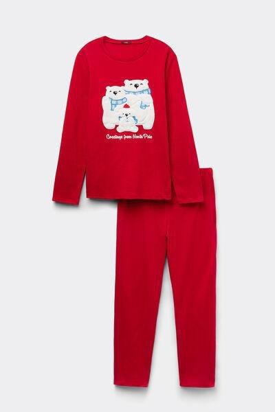 Red North Pole Patch Heavy Cotton Pyjama Set, 5701_975Y, large image number 3