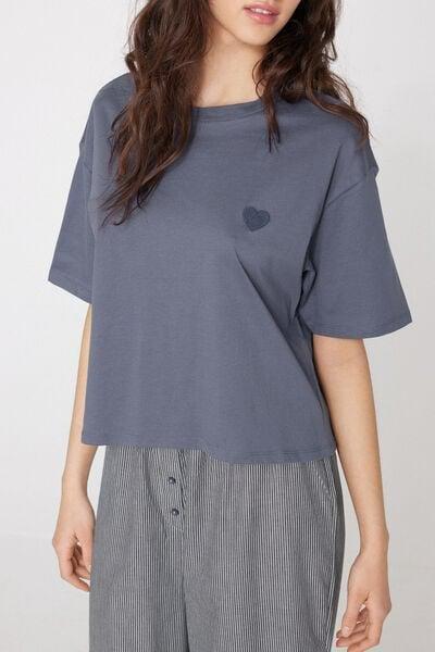 Grey Cotton And Canvas Long Pyjama Set, 5701_177Z, large image number 2