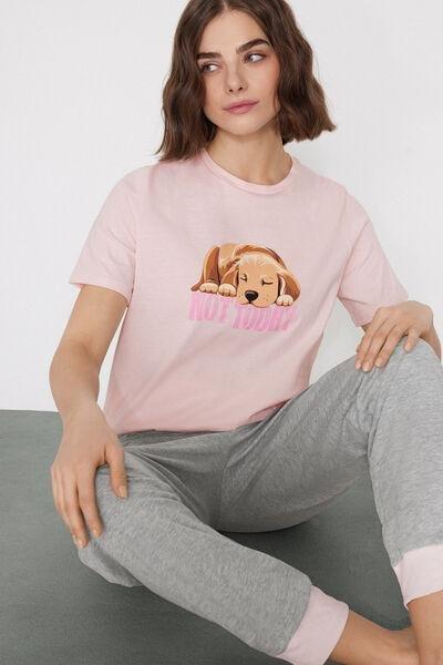 Pink Dog Printed Cotton Pyjama Set, 5701_203Z, large image number 0