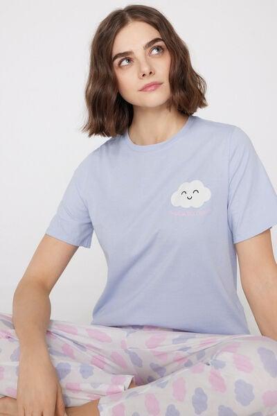 Blue Printed Cotton Pyjama Set, 5701_166Z, large image number 0