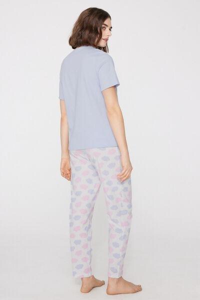 Blue Printed Cotton Pyjama Set, 5701_166Z, large image number 1