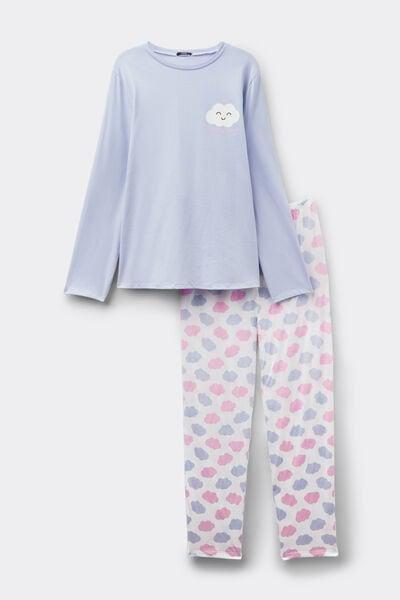 Blue Cloud Print Cotton Pyjama Set, 5701_166Z, large image number 2