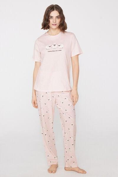 Pink Printed Cotton Pyjama Set, 5701_204Z, large image number 0