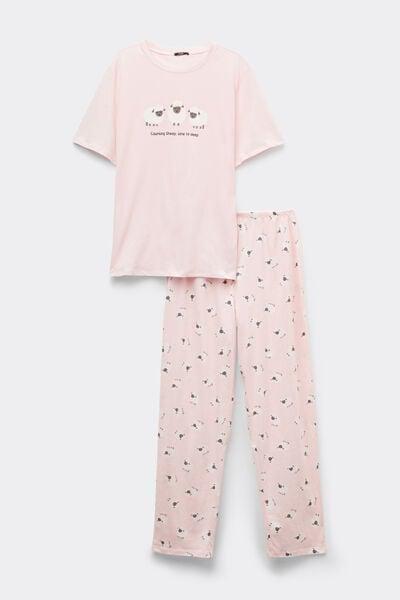 Pink Printed Cotton Pyjama Set, 5701_204Z, large image number 3