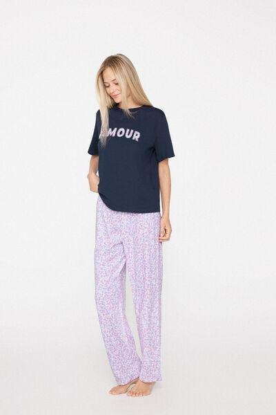 Navy Printed Cotton Pyjama Set, 5701_491Z, medium