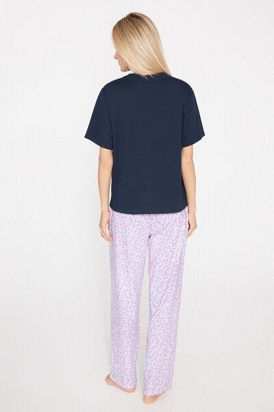 Navy Printed Cotton Pyjama Set, 5701_491Z, large image number 1