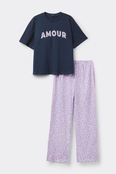 Navy Printed Cotton Pyjama Set, 5701_491Z, large image number 3