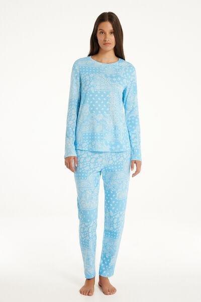 Tezenis Blue Bandana Print Long Cotton Pyjamas Set Azadea Kuwait