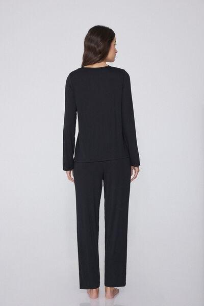 Black Button-Front Pyjamas Set, , large image number 2
