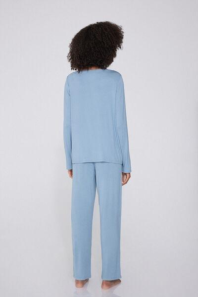 Blue Button-Front Pyjamas Set, , large image number 2