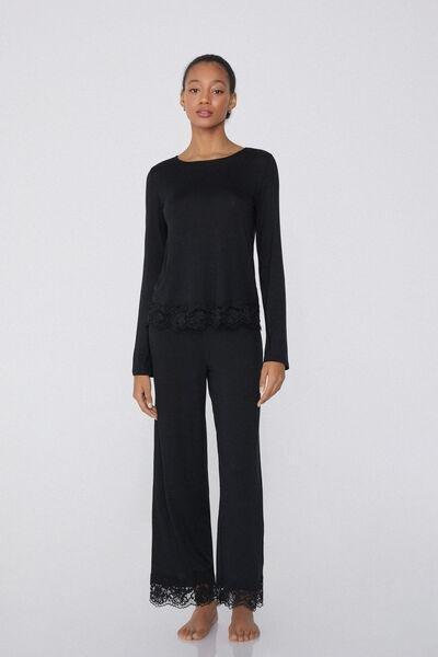 Black Long-Sleeved Pyjama Set, , medium
