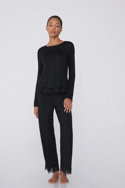 Black Long-Sleeved Pyjama Set, , large image number 1