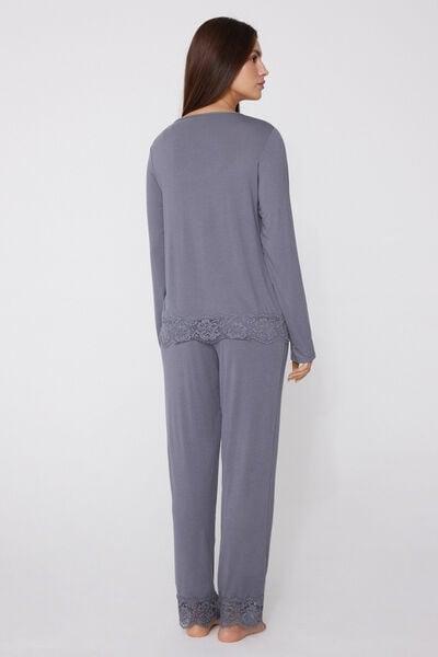 Blue Long Viscose Pyjama Set, 5701_183Z, large image number 1