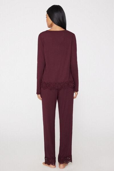 Brown Long Viscose Pyjama Set, 5701_581Z, large image number 1