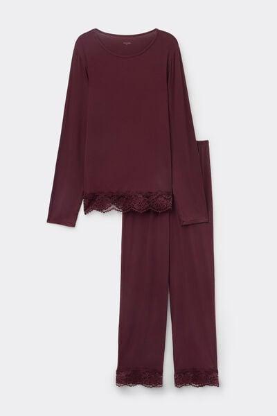 Brown Long Viscose Pyjama Set, 5701_581Z, large image number 3