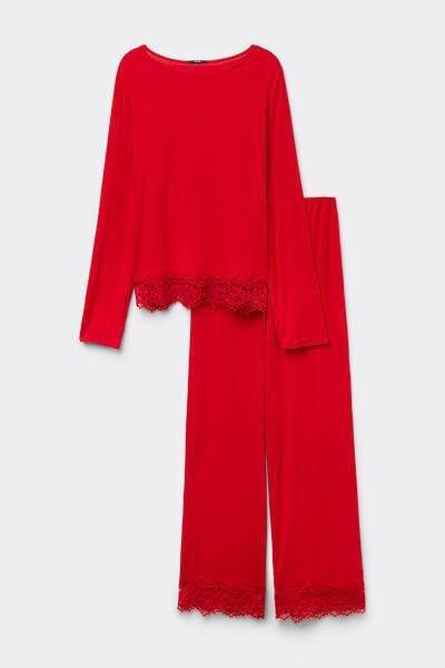 Red Long-Sleeved Pyjama Set, 5701_873V, large image number 3