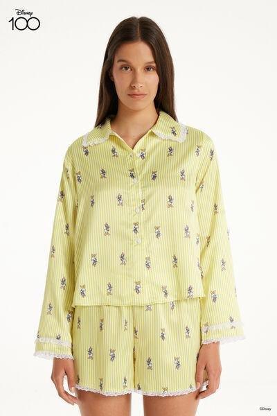 Yellow Disney Short Satin Button-Down Pyjamas Set, , large image number 0