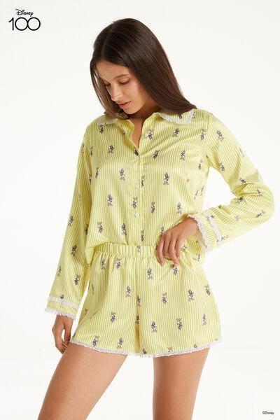 Yellow Disney Short Satin Button-Down Pyjamas Set, , large image number 1