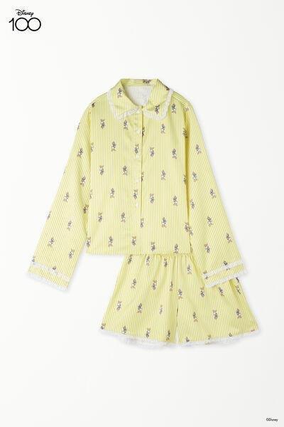 Yellow Disney Short Satin Button-Down Pyjamas Set, , large image number 4