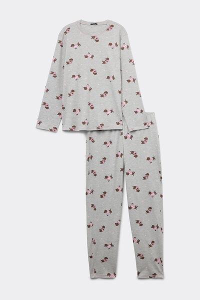 GRIGIO MEL.CHIARO ST.BASSOTTI Long Heavy Cotton Dachshund Pyjamas, 5701_636Z, large image number 0