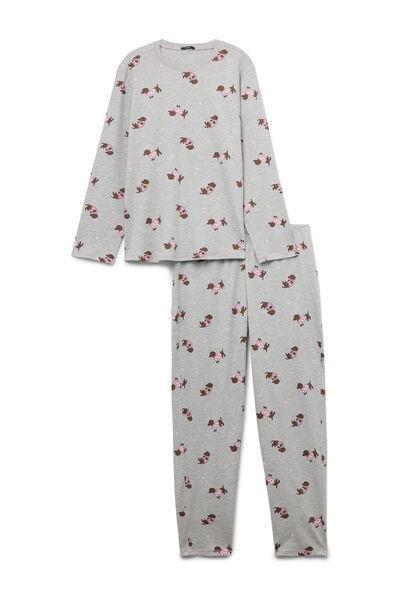 GRIGIO MEL.CHIARO ST.BASSOTTI Long Heavy Cotton Dachshund Pyjamas, 5701_636Z, large image number 1