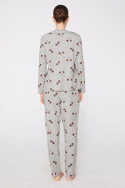 GRIGIO MEL.CHIARO ST.BASSOTTI Long Heavy Cotton Dachshund Pyjamas, 5701_636Z, large image number 2