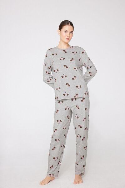GRIGIO MEL.CHIARO ST.BASSOTTI Long Heavy Cotton Dachshund Pyjamas, 5701_636Z, large image number 4