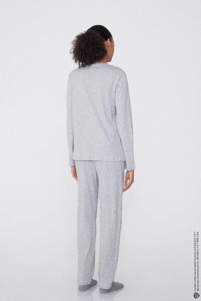 Grey Printed Long Pyjamas, 5701_022Y, large image number 2