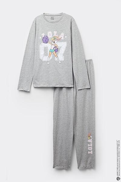 Grey Printed Long Pyjamas, 5701_022Y, large image number 4