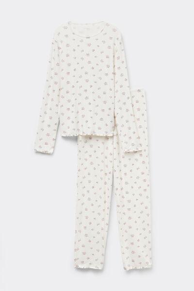 White Printed Pyjama Set, 5701_384Y, large image number 3