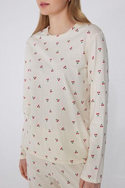 Cream Printed Pyjama Set, , large image number 2